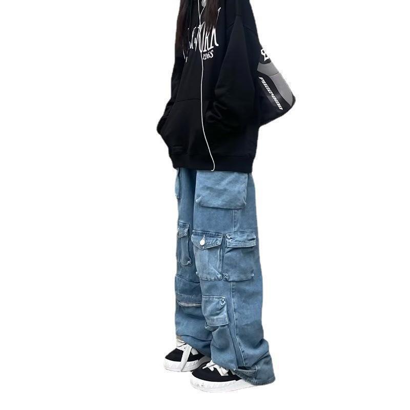 Trendy Women's Light Washed Zipper Jeans Overalls - European & American Style