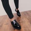 Korean version of British trend pointed casual leather shoes patent leather glossy lazy heightening shoes mens sneakers