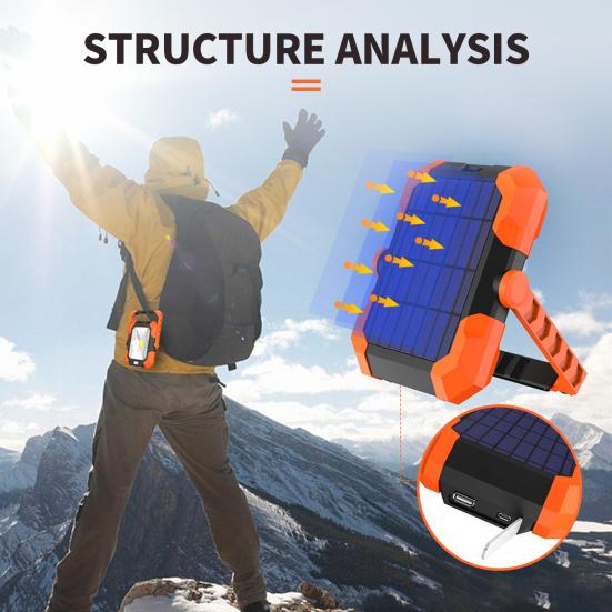 4-in-1 Solar Work Light 4 Lighting Modes USB Rechargeable LED Work Light