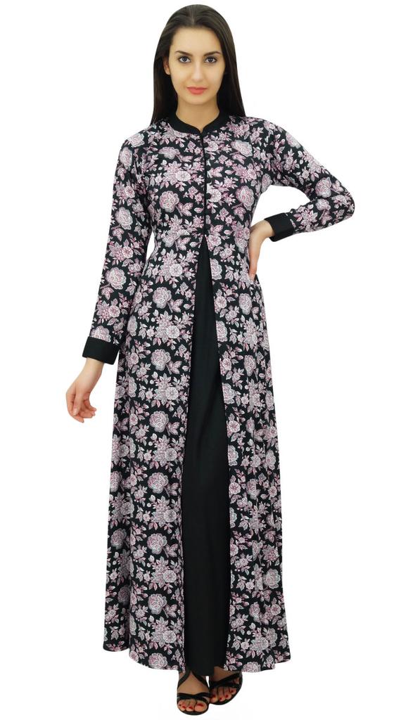 Bimba Women's Rayon Printed Maxi Winter Jilbab Dress