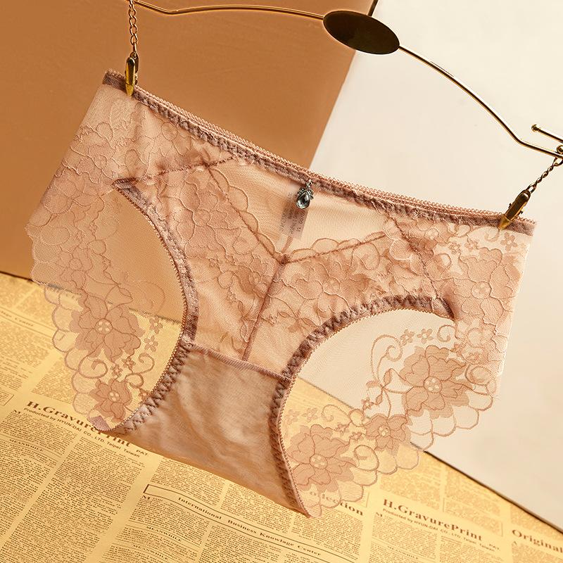 Spitze Unterwäsche mit mittlerer niedriger Leibhöhe Nahtlose und sexy Spitzenunterwäsche für Damen Nahtlose Spitzenunterwäsche