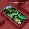 Green Marble For Samsung Galaxy A15 5G 54 4G 51 50 24 35 90 71 12 51 53 52S 80 22 34 Black Tempered Glass Phone Case