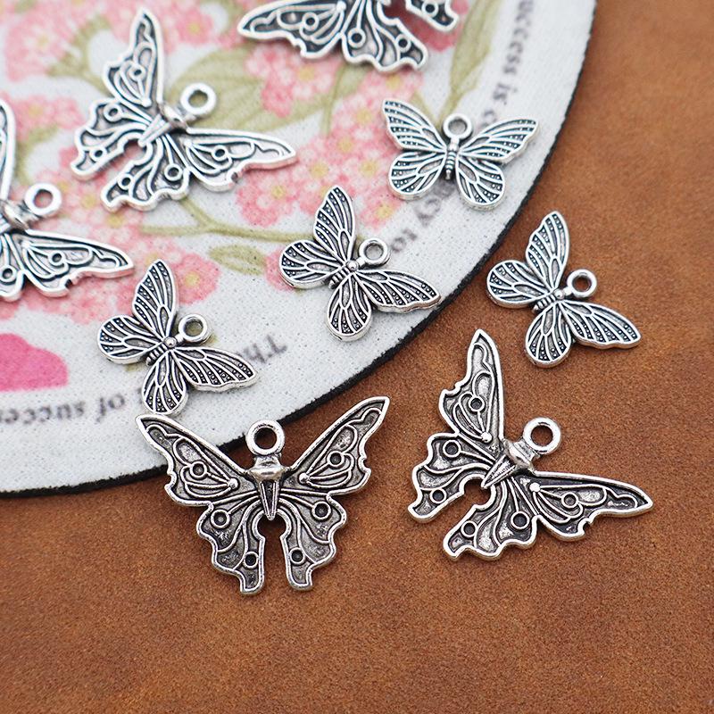 Retro Tibetan Silver Butterfly Pendant: Necklace, Bracelet, Hairpin - DIY Ancient Style Jewelry Accessories