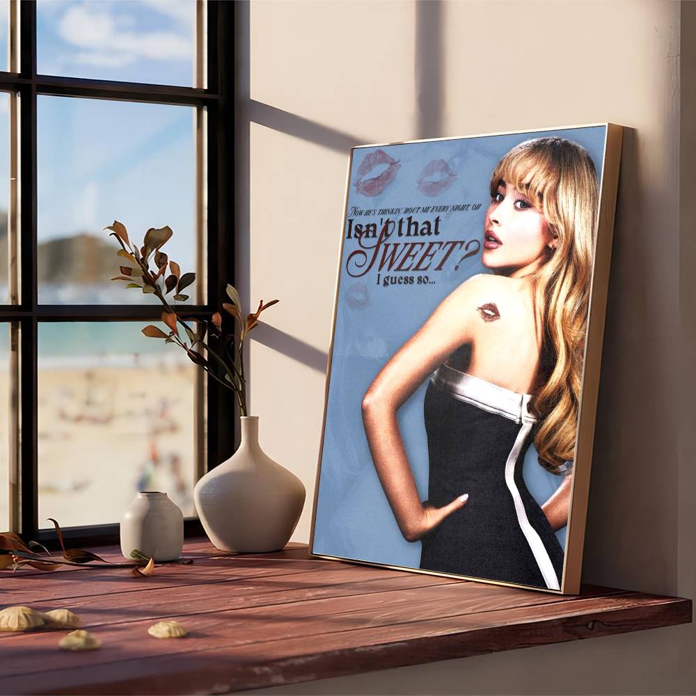 Chanteuse Sabrina Carpenter Série Papier Blanc Vintage Affiche Autocollant Papier Imperméable Esthétique Café Bar Peinture Murale Artistique