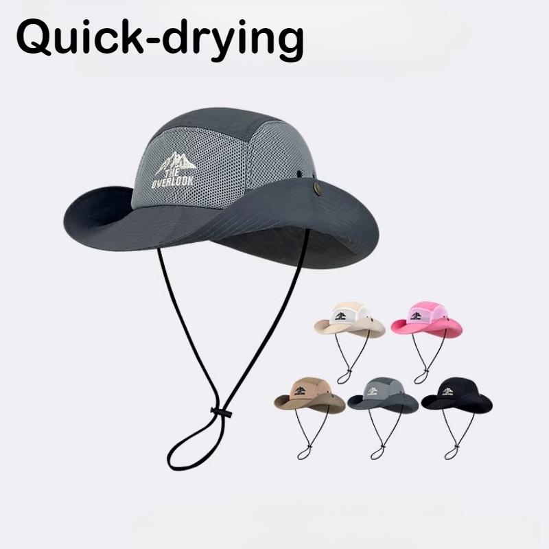 Freedom Outdoors Women's Grey Japanese Mesh Breathable Bucket Hat Men With String Quick-Drying Lightweight Sun Protection Hat Outdoor Fisherman Hat 55-59Cm