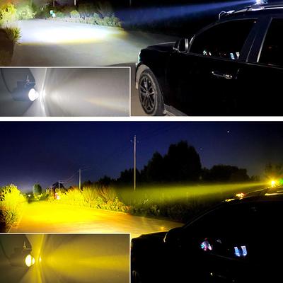 1Pc Universal Dual Color Car Driving Fog Light LED Spotlight Lamp Mini Projector Lens Auxiliary Motorcycle Headlight