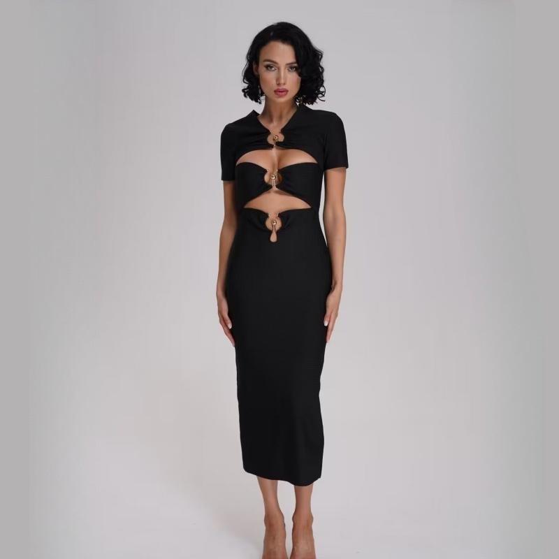 Sexy Black Cutout Bodycon Bandage Dress – Party Evening Gown