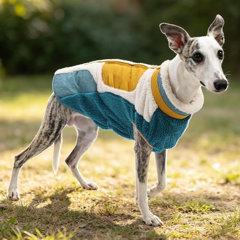 Outdoor Dog Coat with Back and Chest Coverage, Front Opening and Soft Fleece Pet Jackets for Cold Season Layer Use