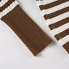 European & American Retro U-Neck Color Block Stripe Knit Sweater - Women's Casual Long Sleeve Top