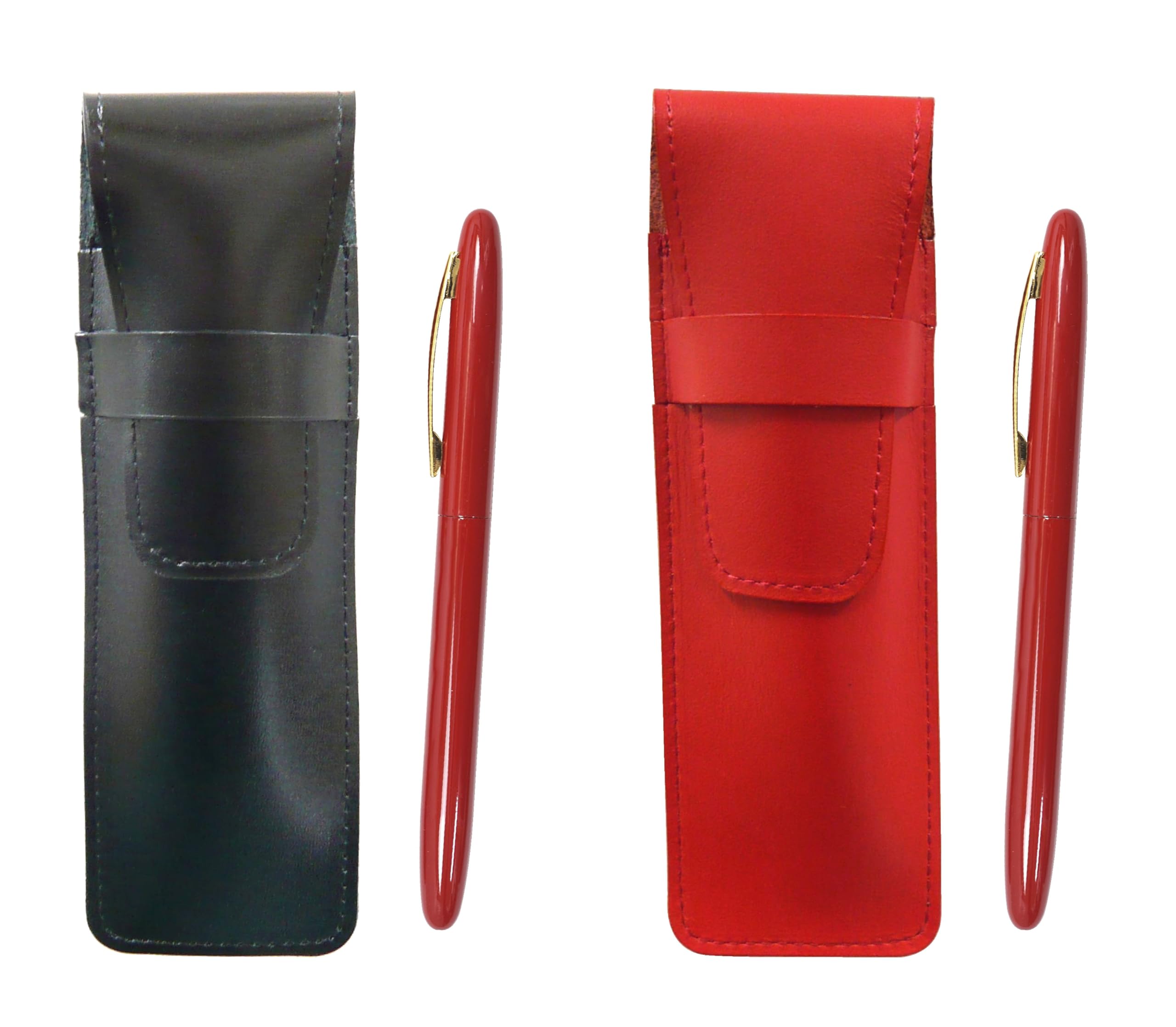 

Slim cowhide leather pen case and set with an Bras da Capo rotating ballpoint pen (black red) all-brass (Hysteric Red, ASBR-JT12)