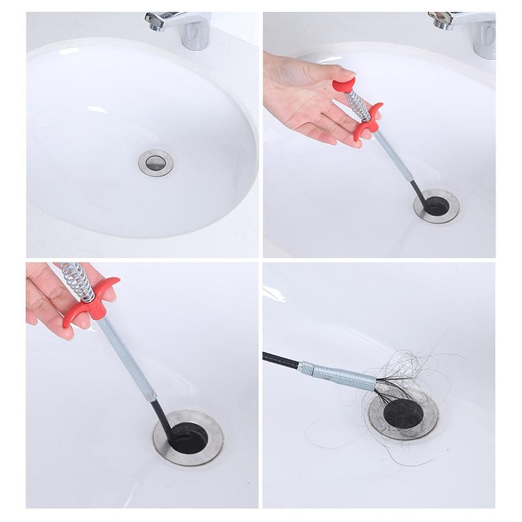 Drain Clog Remover 4 Claw Efficient Dredging Steel Wire Drain Hair Cleaner Tool for Toilet Bathroom