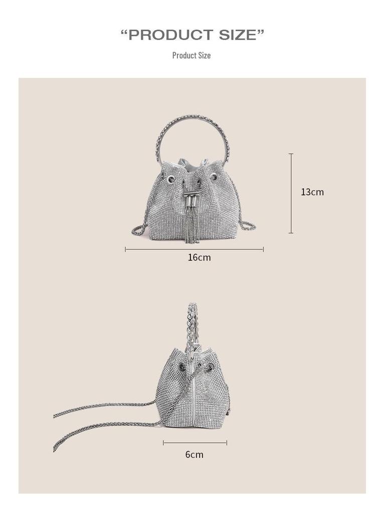 Dámská módní kbelíková taška s kamínky na rok 2023 - Celoplošný diamantový design Dionysus crossbody a podpažní trendy