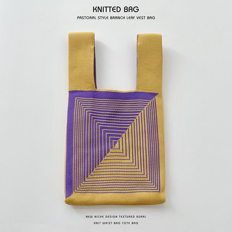 Colorful Knitted Handbags: Women's Fashion Shoulder Bags & Vest Waistcoat Styles