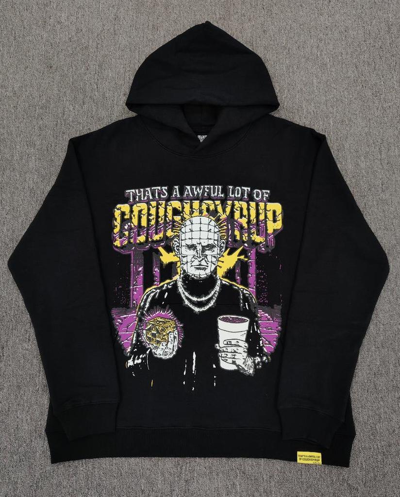 "That's an Awful Lot of Cough Syrup" Anime Print Hoodie for Men - Trendy Brand Original Label.