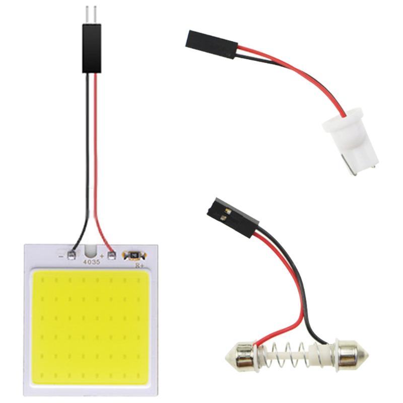Car Interior Led Panel Light Kit Super Bright Cob Universal Adapters For Auto Dome Trunk Lighting Replacement