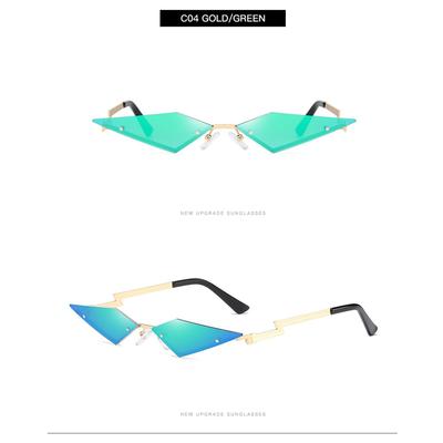 Narrow Ladies Eyewear UV400 Diamond Shape True Film Lens Fashion Women Sunglasses Rimless Sun Glasses