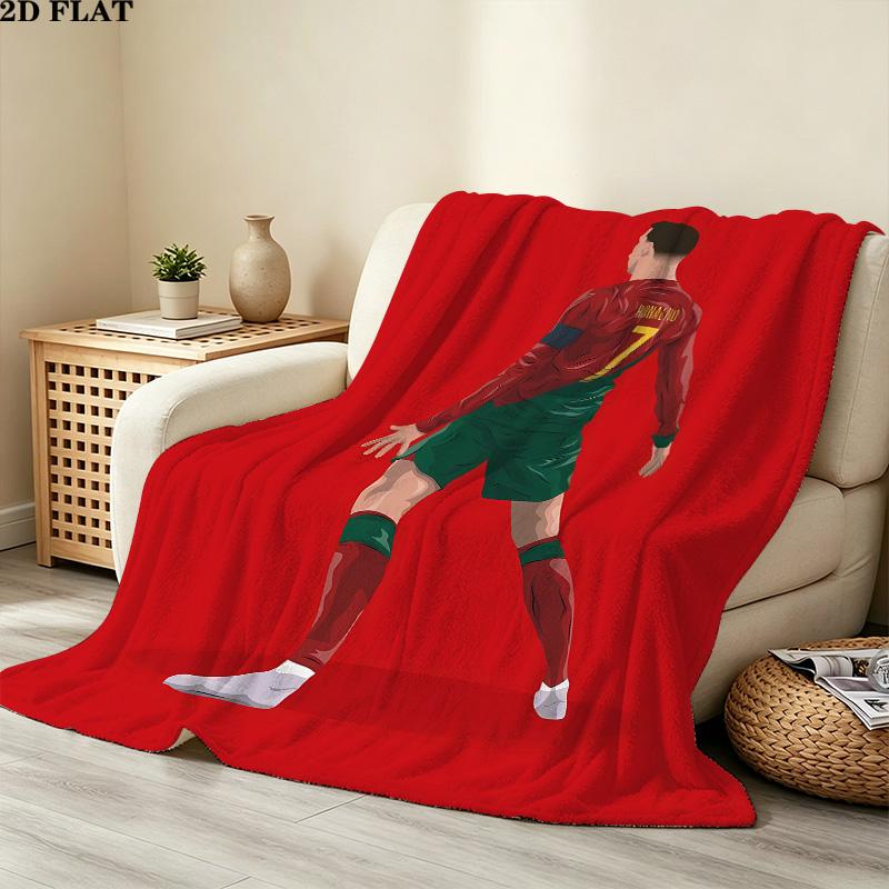 1PC Ronaldo Patterned Flannel Blanket Suitable For All Seasons For Home Decor Warmth And Comfort Gifts Holiday Present