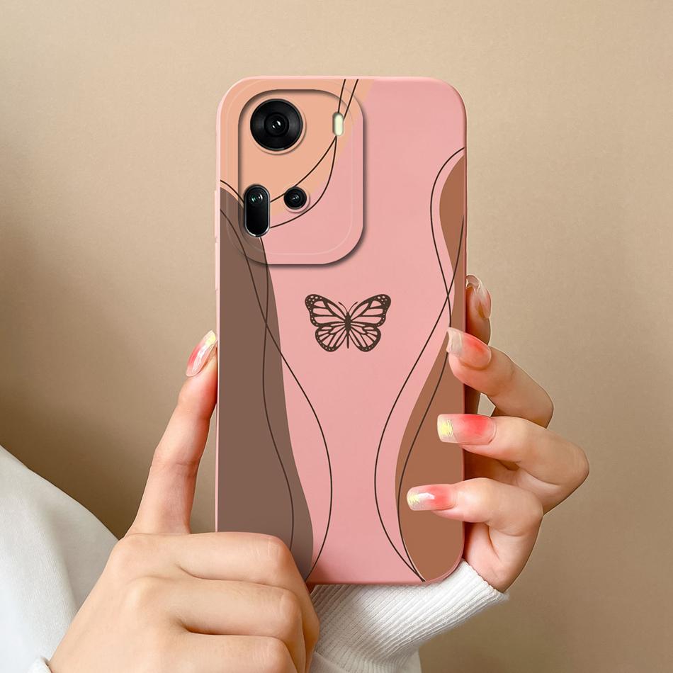 For OPPO Reno 11 Pro 5G Phone Case Butterfly Liquid Silicone Camera Protection Back Cover For OPPO Reno11 Pro Funda Coque Bumper