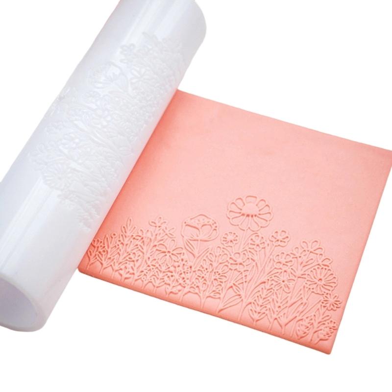 Ergonomic Floral Pattern Clay Embossing Roller For Polymer Jewelry Making Earrings Crafting Supplies Rolling Pin