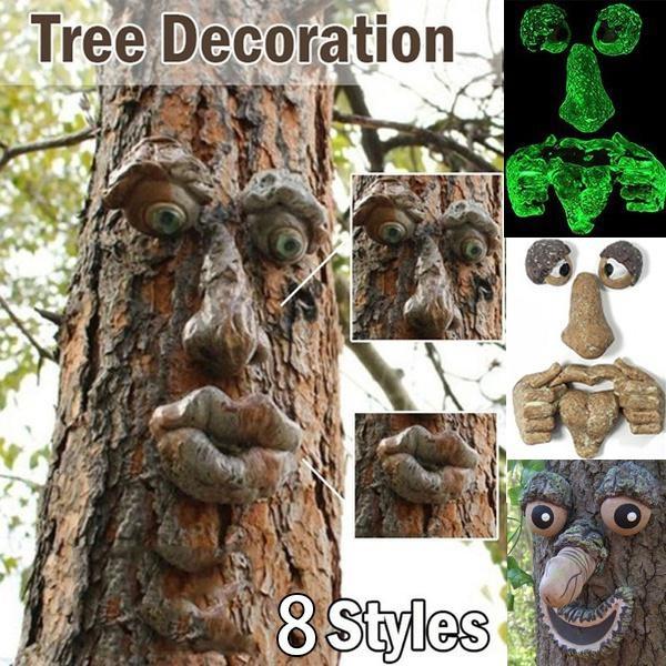 

Outdoor Tree Funny Old Man Face Sculpture Whimsical Tree Face Garden Decoration D