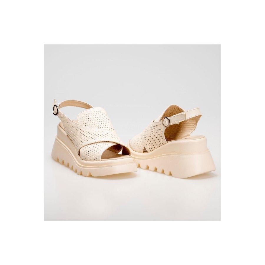 Women's Genuine Leather Wedge Heels Sandals