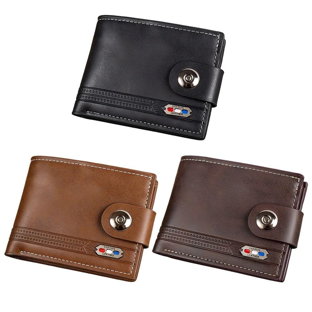 High Capacity Leather Wallet Vintage Style Multiple Card Slots Card Holder Money Clip 2-fold Design Coin Purse Business Use