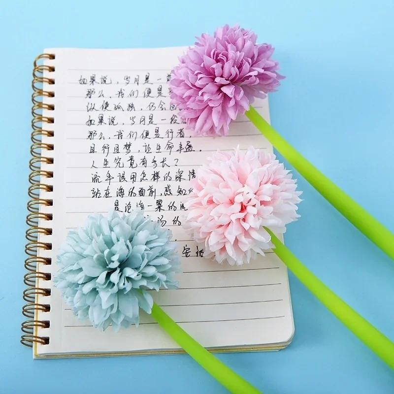 Silicone Rose Flower Gel Pen Signature Pen Student School Office Creative Korean Stationery Simulation Cute Writing Supplies