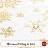 Weihnachts-Tischdecke Rund Wasserdicht Weiß Gold Schneeflocke Tischdecke, Waschbare Metallische Weihnachts-Tischdecke Spritzwassergeschützt Winter