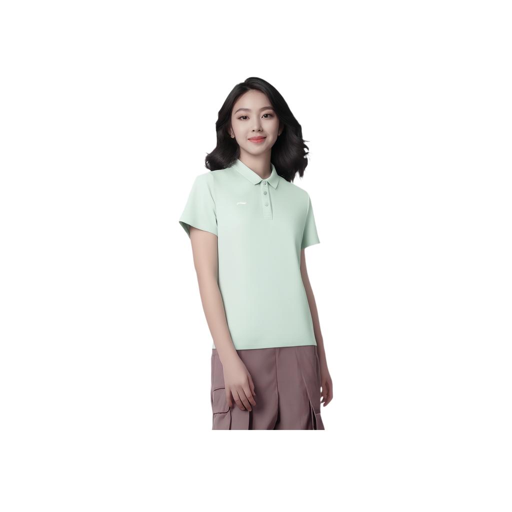 Li Ning Sports Lifestyle Series Casual Simple Pullover Comfortable Solid Color Versatile Short Sleeve Polo Shirt Women Polo Shirts APLV496-2