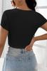 Frauen Mode Neue Bluse Weibliche Schwarz Halbe Hülse Gerade Kragen Crop Top Bluse