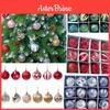 Festive 12/24pcs Christmas Tree Baubles Glitter Ornaments For Christmas Decor