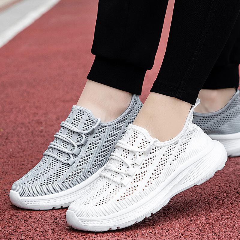 Classic lazy light lace-up simple breathable mesh shoes fly weave new style