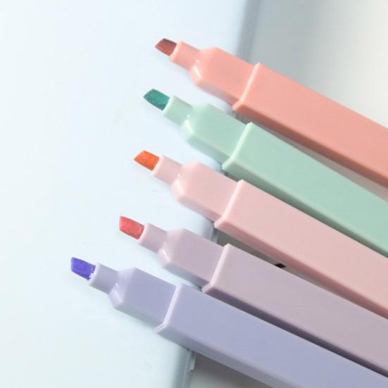 12Pcs/Set Highlighter Pens Non-Neon Pastel Colors Quick Dry Marking Pen Study Journaling Office School Supplies