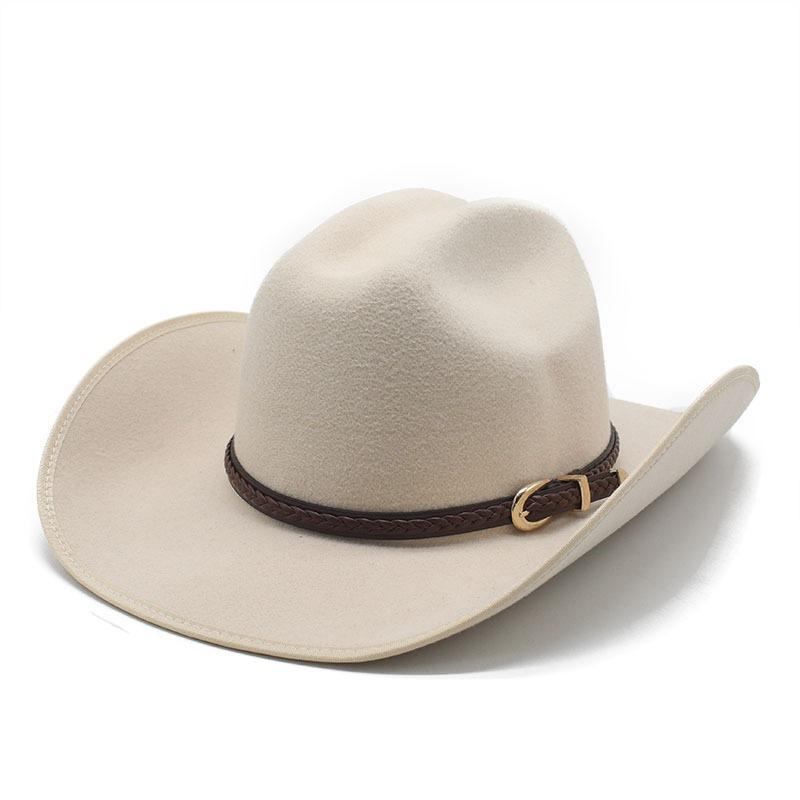 Men S Woolen Fedora Hat Large Brim Bell Top Sun Protection