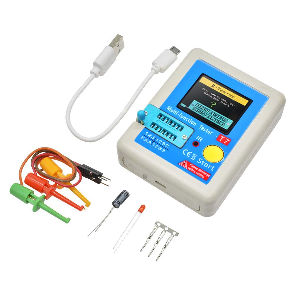 DiyStudio Transistor Multifunction TFT Transistor Tester with Graphic Automatic Shutdown for Vacuum and MOSFETs LCR-T7 Tester, 1.8-inch Full-Color
