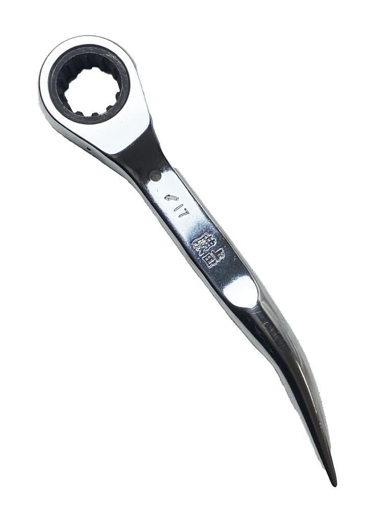 Warabi Ueda Gear Wrench with Fully Lightweight Work Tool Spindle, 17mm, Polished,