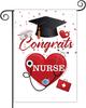 WHPCT Congrats Nurse Garden Ag, Red White Nurse Graduation Party Ag Door Porch Decor, Double Sided Vertical 12 X 18 In, GGO