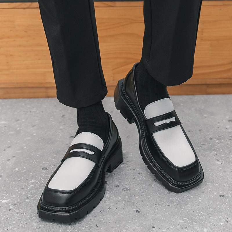 Men's Retro Casual Thick-Soled Leather Shoes with Height Increase