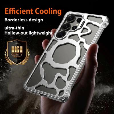 Para Samsung Galaxy S25 S24 S26 Ultra Aleación de Aluminio Metálico Disipación de Calor Hueco Soporte de Succión Magnética Funda para Teléfono