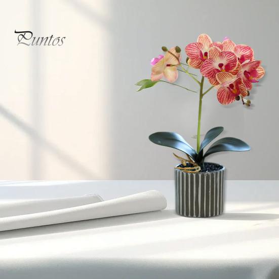 Yapay Saksı Bitkisi Sahte Güve Orkide Bonsai Masaüstü Yapay Saksı Phalaenopsis Çiçekleri Ev Yemek Masası Ofis Masası Dekorasyonu