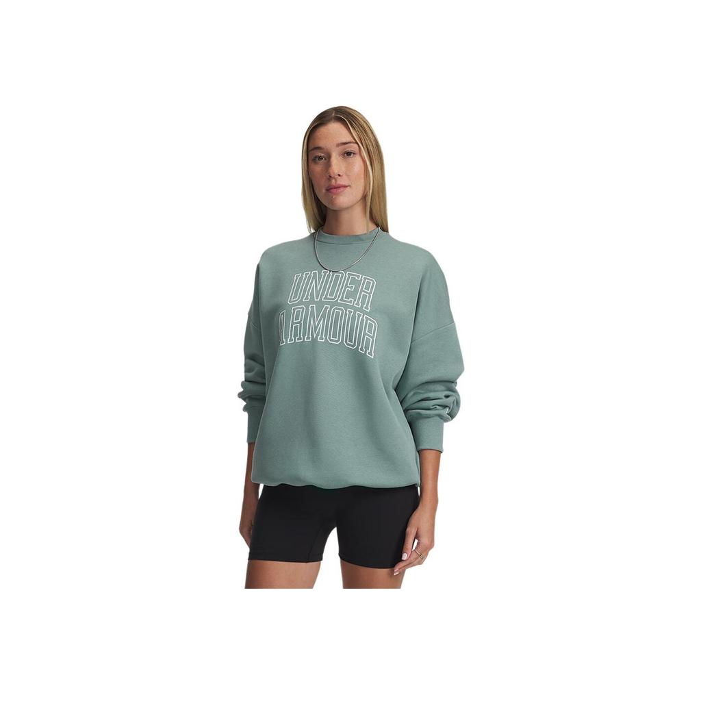 Under Armour Rival Varsity Letter Fleece Loose Sports Pullover Long Sleeve Sweatshirt Women Sweatshirt 6007880-323