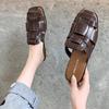 Spring and summer new British style woven with bag head half drag lazy slippers flat shoes sandals