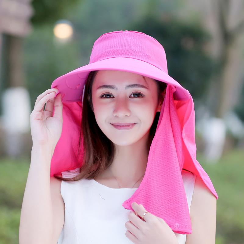 Big Brim Sun Hat Women'S Summer Sunscreen Belt Mask Uv Protection Foldable Electric Vehicle Riding Hat Beach Hat