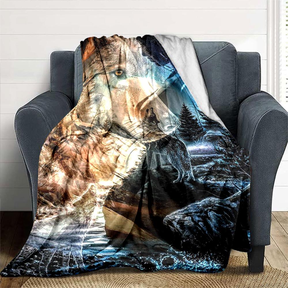 Wolfsmuster Flanelldecke Hohe Qualität Warm Bequem Decke für Alle Jahreszeiten Perfekt für Geschenke Heimdekoration
