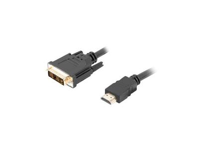 Kabel Adapter Lanberg HDMI(M) - DVI-D(M)(18+1) 3m Single Link Pozłacane Styki Czarny