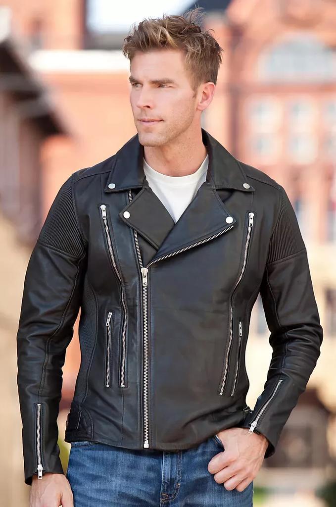 Genuine Handmade Black Leather Men's Biker Motorcycle Stylish Lambskin Jacket