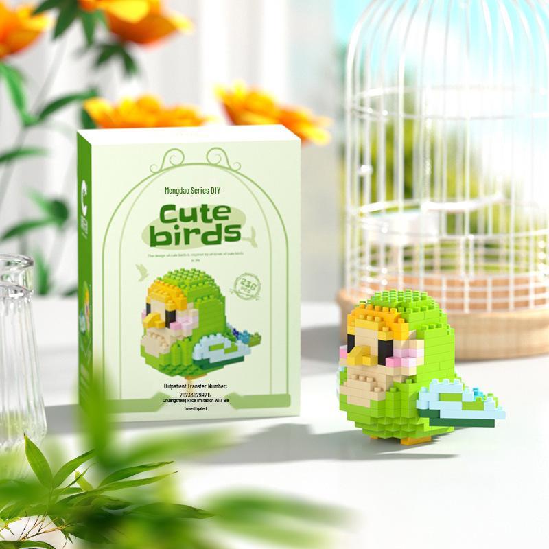 Cute Bird Cartoon Figurine Micro-Particle Building Blocks with Ring Toss Blind Box