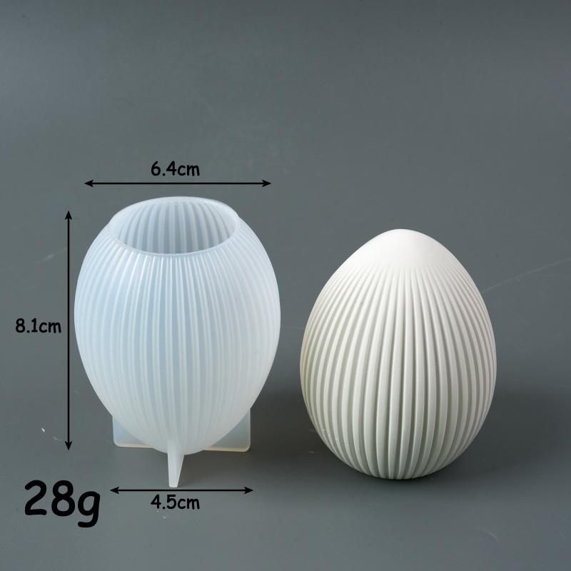 Striped Easter Egg Candle Silicone Mold DIY Rabbit Ear Egg Soap Paste Resin Candle Gypsum Decoration Mold Art Gift