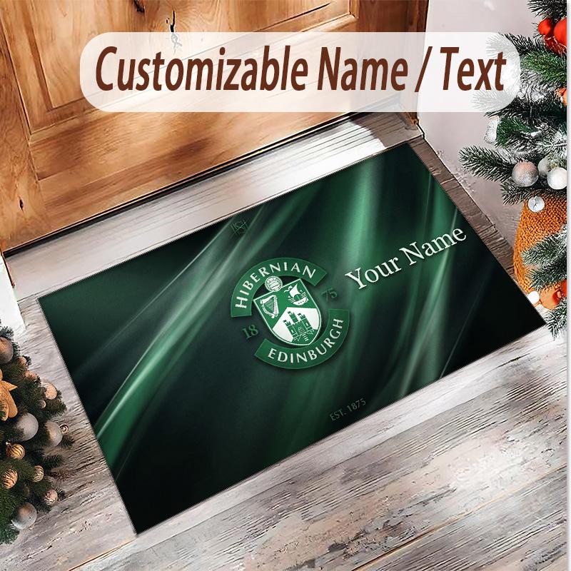 Personalized Crystal Velvet Carpet Hibernian FC Pattern Non Slip Floor Rug
