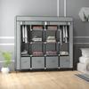 Wardrobe Fabric Wardrobe, Doors, 2 Clothes Rails, 10 Compartments, Grey